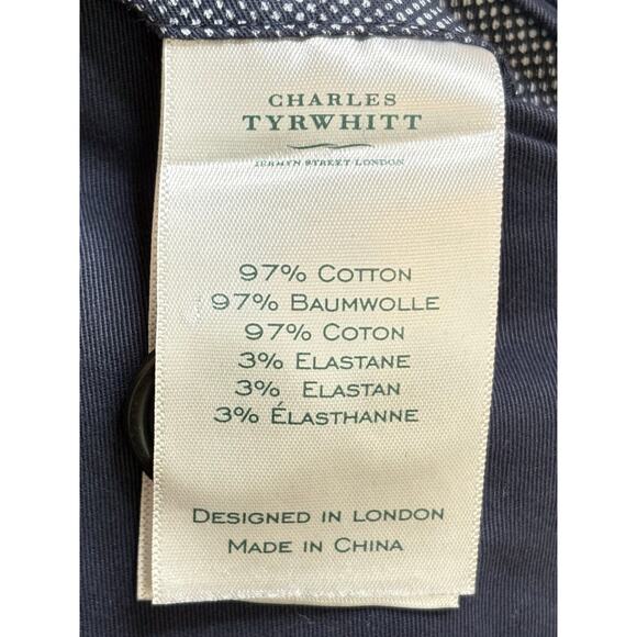 Charles Tyrwhitt NWT Navy Ink Blue Cotton Stretch Blazer Slim 40S - Picture 7 of 11